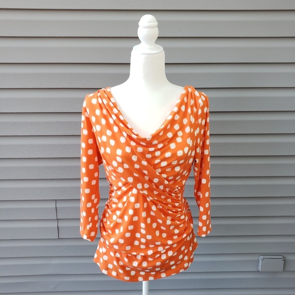 Orange Polka Dot Women's Top - Picture 1 of 7